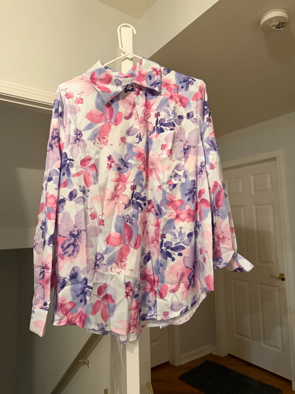 Floral Button-Up Shirt in Pink & Lavender
